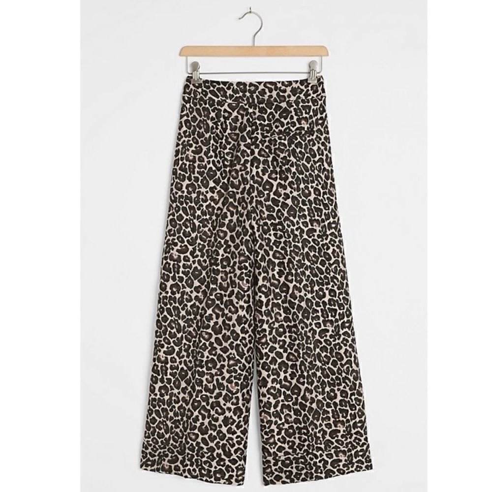 NWT ANTHROPOLOGIE Brown Kate Leopard Animal Print Jacquard Trousers Pants Size - Picture 2 of 4